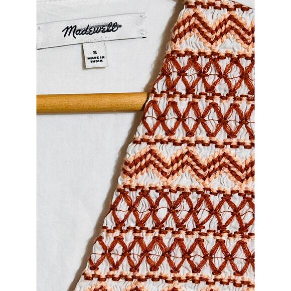 Madewell Embroidered Poplin V-Neck Mini Dress, Women's Size Small - Picture 7 of 11